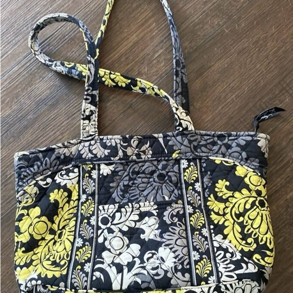 Vera Bradley Baroque Tote Bag - Black and Yellow Green